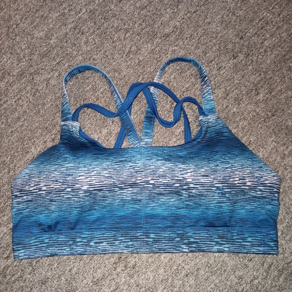 Champion sports bra size medium blue geometric print strappy back